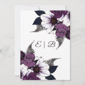 Aquarellfarbener Gerahmter dunkler Lila Blumenbech Einladung (Rückseite)