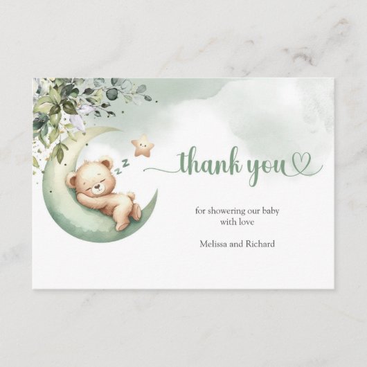 Aquarellfarbener, geschlechtsneutraler Grünbär Dan Begleitkarte (Vorderseite)