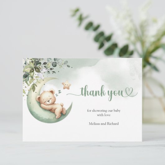 Aquarellfarbener, geschlechtsneutraler Grünbär Dan Begleitkarte (Stehend Vorderseite)