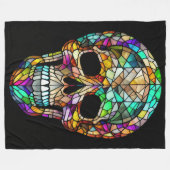 Aquarellfarbener Glass-Style-Skull Fleecedecke (Vorderseite (Horizontal))