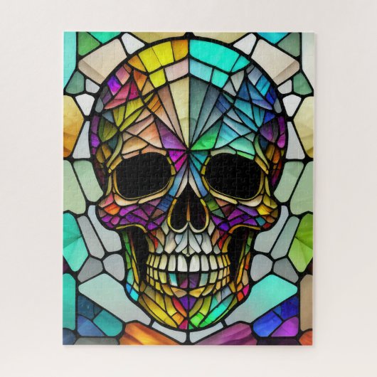Aquarellfarbener Glass-Style-Skull Puzzle (Vertikal)