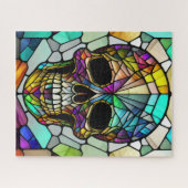 Aquarellfarbener Glass-Style-Skull Puzzle (Horizontal)