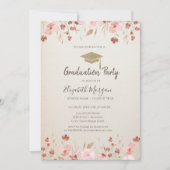 Aquarellfarbener Glitzer Cap Abschluss Einladung (Vorderseite)