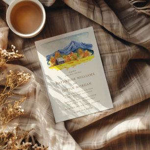Aquarellfarbener Herbst Inspirierte Hochzeit Einladung