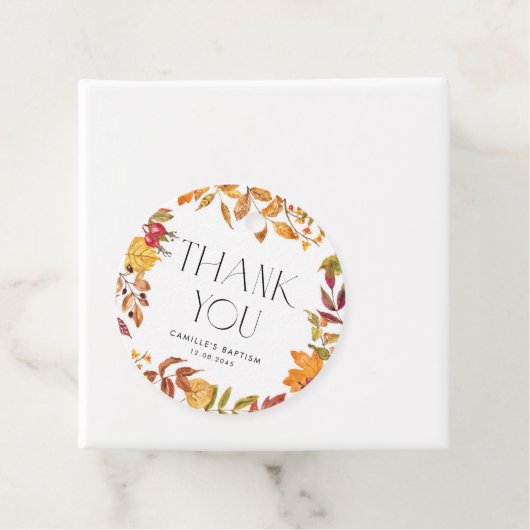 Aquarellfarbener Herbst lässt Wreath-Taufe Vielen Geschenkanhänger (Beispiel)