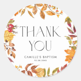 Aquarellfarbener Herbst lässt Wreath-Taufe Vielen Runder Aufkleber