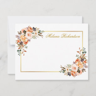Aquarellfarbener Herbst Personalisierter Goldrahme Mitteilungskarte