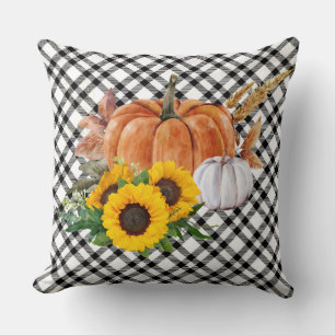 Aquarellfarbener Herbst Pumpkin Sonnenblumen Ernte Kissen
