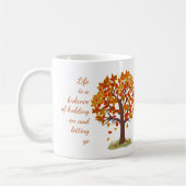 Aquarellfarbener Herbstbaum Lebensdauer ist Gleich Kaffeetasse (Links)
