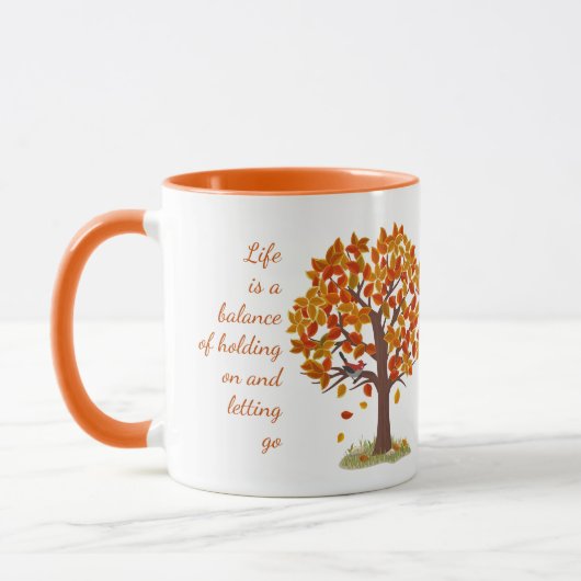 Aquarellfarbener Herbstbaum Lebensdauer ist Gleich Tasse (Links)