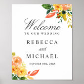 Aquarellfarbener Herbstpfirsichschild Poster (Vorne)