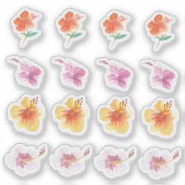 Aquarellfarbener Hibiskus Farbige Floralfarben Han Aufkleber