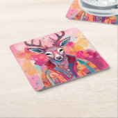 Aquarellfarbener Hipster Hirsche Untersetzer (angewinkelt)