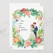 Aquarellfarbener Hochzeitscouch - Romantischer Gar Einladung (Vorne/Hinten)