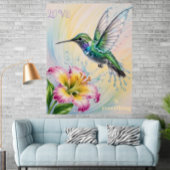 Aquarellfarbener Hummingvogel und Blume Poster