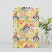 Aquarellfarbener Igel mit Pilzen und Apfel Briefpapier (Stehend Vorderseite)