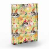 Aquarellfarbener Igel mit Pilzen und Apfel Fotoblock (Links)