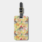 Aquarellfarbener Igel mit Pilzen und Apfel Gepäckanhänger (Vorderseite vertikal)