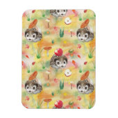 Aquarellfarbener Igel mit Pilzen und Apfel Magnet (Vertikal)