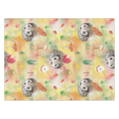 Aquarellfarbener Igel mit Pilzen und Apfel Tischdecke (Vorderseite (Horizontal))