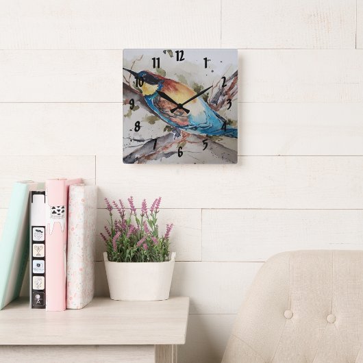 Aquarellfarbener Imker Quadratische Wanduhr