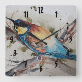 Aquarellfarbener Imker Quadratische Wanduhr (Vorderseite)