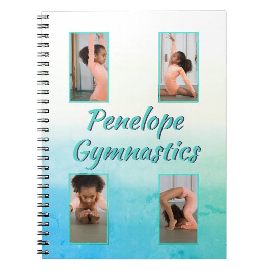 Aquarellfarbener Individuelle Name, Sport und Foto Notizblock (Vorderseite)