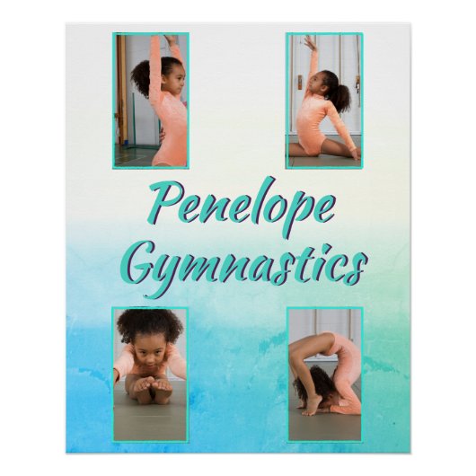 Aquarellfarbener Individuelle Name, Sport und Foto Poster (Vorderseite)