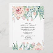 Aquarellfarbener Junggeselinnen-Abschied. Cactus Einladung (Vorne/Hinten)