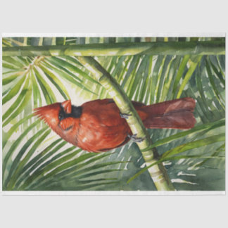 Aquarellfarbener Kardinal in einem Palmenbaumdekou Seidenpapier