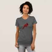 Aquarellfarbener Kardinal mit tiefer roter Textur  T-Shirt (Vorne ganz)