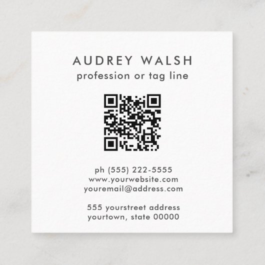 Aquarellfarbener Karierter Orangencreme Blue QR CO Quadratische Visitenkarte (Rückseite)