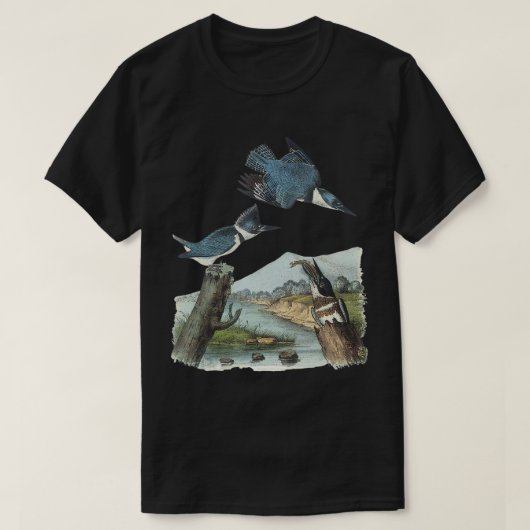 Aquarellfarbener Kingfisher Bird essen Fisch Natur T-Shirt (Design vorne)