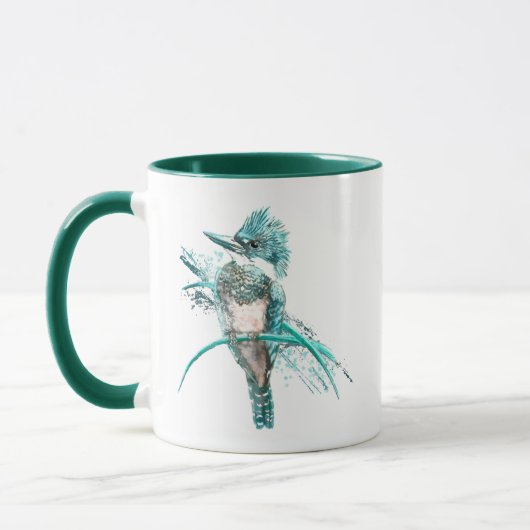 Aquarellfarbener Kingfisher-Vogel-Tierkaffee Tasse (Links)