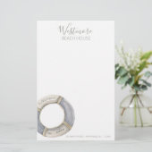 Aquarellfarbener Lebensraum Beach House Briefpapier (Stehend Vorderseite)