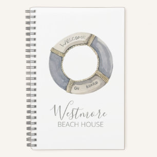 Aquarellfarbener Lebensraum Beach House Notizblock