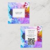 Aquarellfarbener, lebhafter QR-Code Quadratische Visitenkarte (Vorne/Hinten)