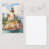 Aquarellfarbener Leuchtturm an der Küste Hintergru Visitenkarte (Vorne/Hinten)