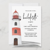 Aquarellfarbener Leuchtturm Nautischer Junggeselin Einladung (Vorderseite)