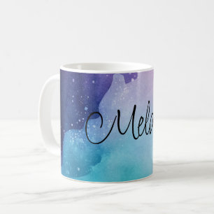 Aquarellfarbener mehrfarbiger Individuelle Name Kaffeetasse