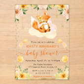 Aquarellfarbener Niedlicher Blumenfox auf Cloud Ba Acryleinladungen (Vorderseite)