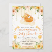 Aquarellfarbener Niedlicher Blumenfox auf Cloud Ba Einladung (Vorderseite)