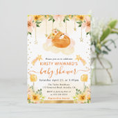 Aquarellfarbener Niedlicher Blumenfox auf Cloud Ba Einladung (Stehend Vorderseite)