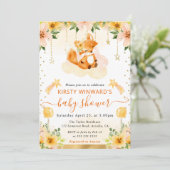 Aquarellfarbener Niedlicher Blumenfox auf Cloud Ba Einladung (Stehend Vorderseite)