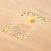 Aquarellfarbener Niedlicher Blumenfox auf Mond Bab Acryleinladungen (Ablage )