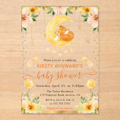 Aquarellfarbener Niedlicher Blumenfox auf Mond Bab Acryleinladungen (Vorderseite)