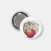 Aquarellfarbener niedlicher Igel und Apfel Magnet (Vorderseite/Rückseite)