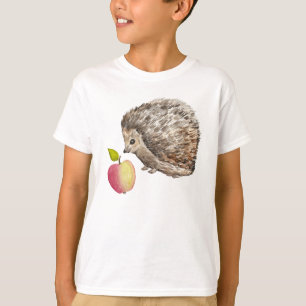 Aquarellfarbener niedlicher Igel und Apfel T-Shirt