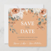 Aquarellfarbener orangefarbener Pfirsichsplatz Save The Date (Vorderseite)