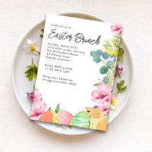 Aquarellfarbener Ostereier Bunny Ostern Brunch